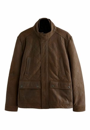REGULAR FIT - NUBUCK DIAMOND QUILTED  - Lederjacke - brown