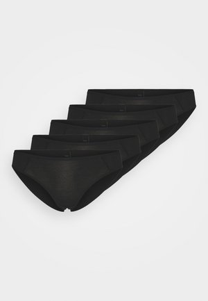 Schwarze Baumwollslips, präsentiert in einem Set von fünf. Mit einer glatten Textur, mittlerer Leibhöhe und dezentem Branding am Bund.