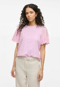 VILA MIT KURZEN ÄRMELN VICELIANA RUNDHALS - Camiseta estampada - winsome orchid