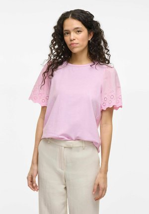 VILA MIT KURZEN ÄRMELN VICELIANA RUNDHALS - T-shirt con stampa - winsome orchid