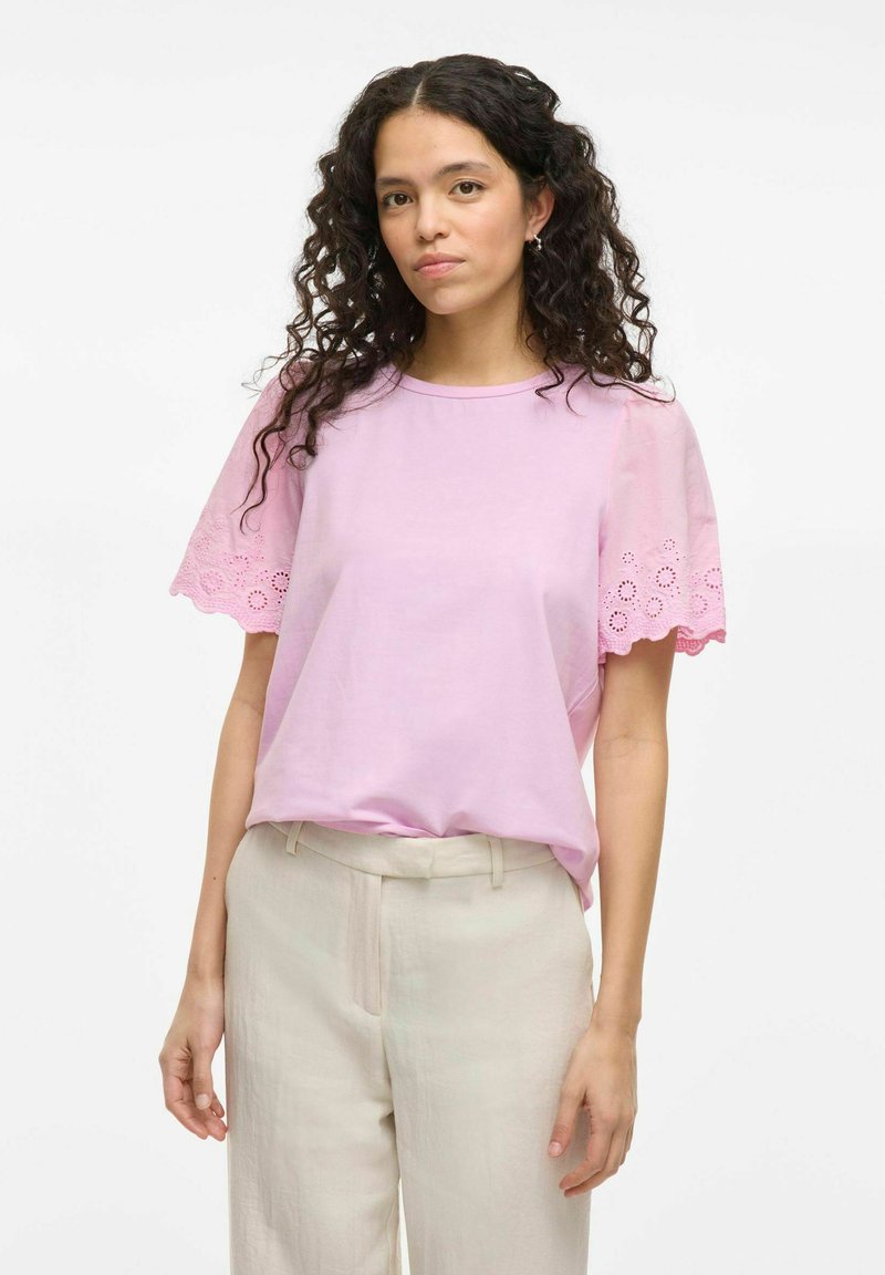 VILA MIT KURZEN ÄRMELN VICELIANA RUNDHALS - Camiseta estampada - winsome orchid
