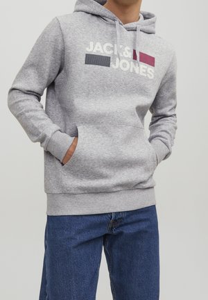 Felpa con cappuccio - mottled light grey