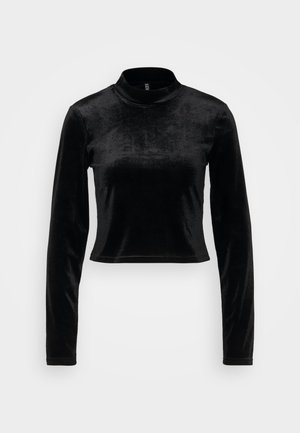 Pieces PCSACHA HIGH NECK CROP - Bluză cu mânecă lungă - black