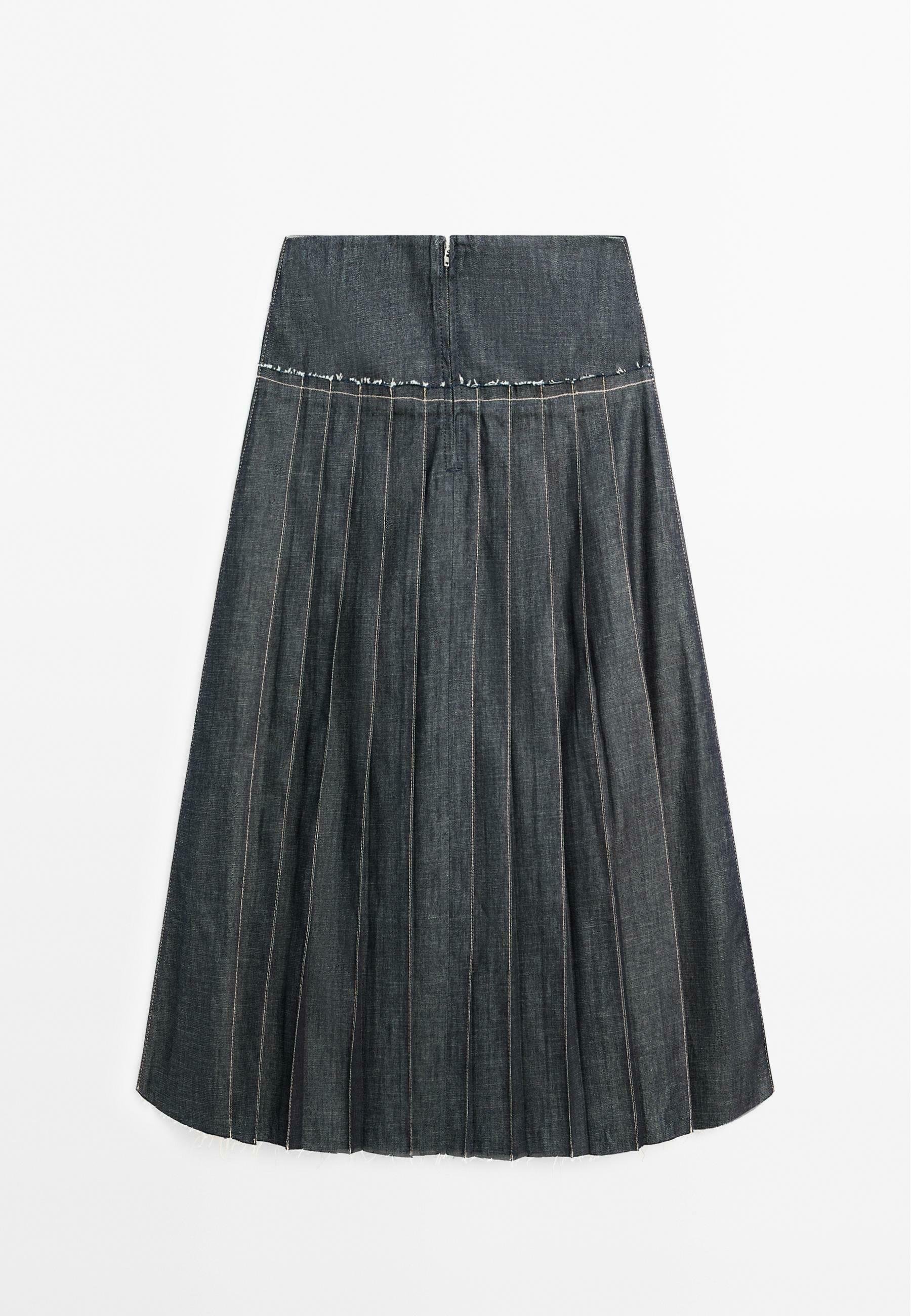 Massimo Dutti MIDI WITH BOX PLEATS - A-line skirt - dark Massimo Dutti MIDI WITH BOX PLEATS - A-line skirt - dark