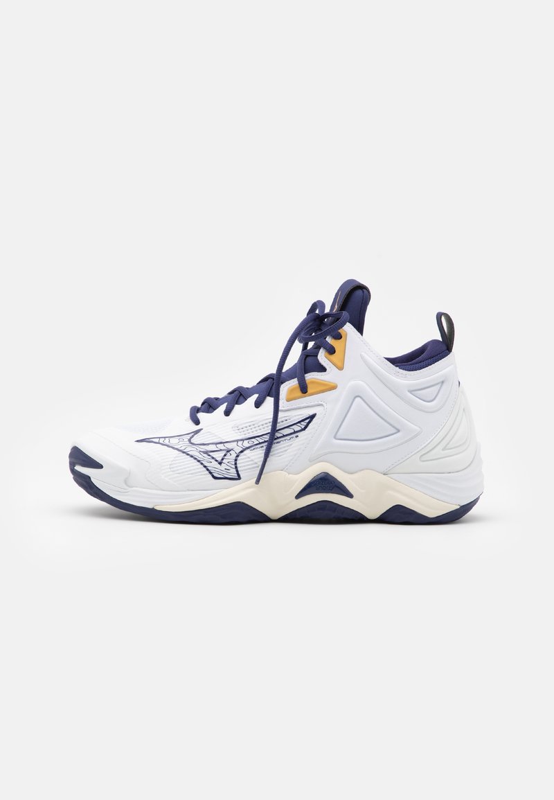 Mizuno WAVE MOMENTUM 3 MID Volleyball shoes white/blue ribbon/gold