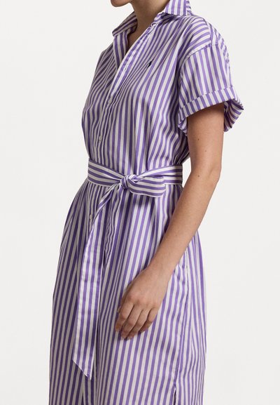 Polo Ralph Lauren BELTED STRIPED COTTON SHIRTDRESS - Kreklkleita - purple/white