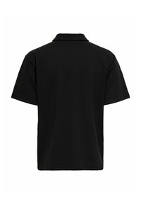 Polo noir à manches courtes avec col classique, vu de dos sur un fond blanc.