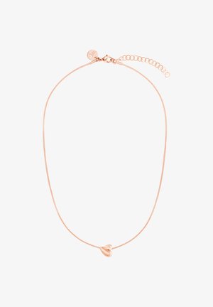 Rosaguld halskæde med vedhæng i form af et delikat, glat hjerte og en fin kæde. Har en lås med krabbekløer og justerbar længde med forlængerstykke.