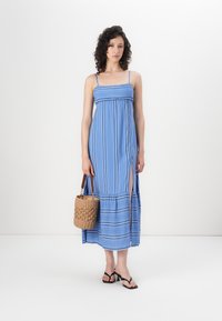 Hollister Co. BABYDOLL MAXI - Maxiklänning - dark blue/white
