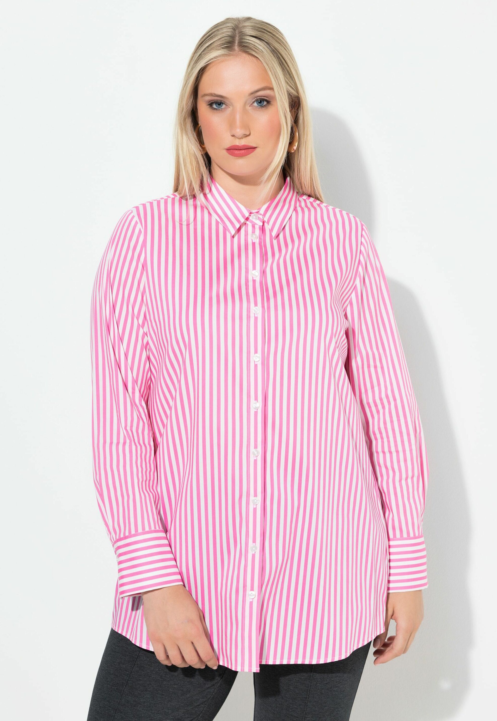 Camicia Donna Ulla Popken Classic Fit Con Pinguino Di Natale - Scollo A V, Maniche Lunghe, Puro Cotone