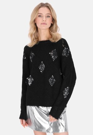 CREW NECK SEQUIN - Pullover - black