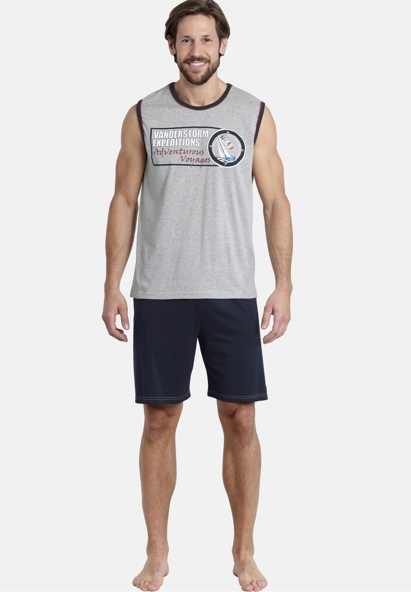 Herren Pyjamas | Jan Vanderstorm TJAREK Nachtwäsche Set grau blau/grau - PC69630 Herren Pyjamas | Jan Vanderstorm TJAREK Nachtwäsche Set grau blau/grau - PC69630