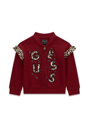 Guess, SWEATSHIRT MIT RÜSCHEN UND DURCHGEHENDEM REISSVERSCHLUSS - Sweat zippé - rot