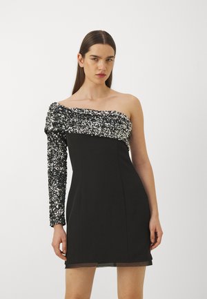 Halston KARLYN DRESS IN CREPE SEQUIN - Cocktailkjole / festkjole - black/silver-coloured