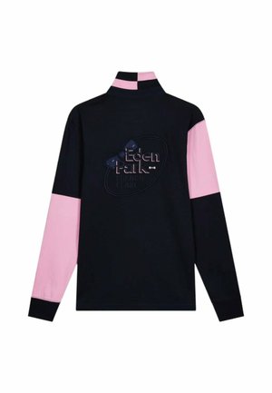 Polo-shirt à manches longues en noir et rose. Présente un col haut, des manches contrastées et le logo "Eden Park French Flair" au dos.