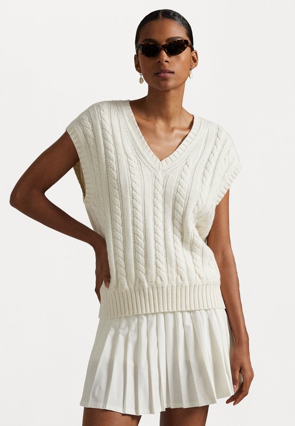 WIMBLEDON CABLE CASHMERE BLEND VEST - Jumper
