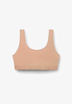 Nackte Bralette aus glattem Stoff, mit breiten Trägern, einem runden Ausschnitt und einem bequemen Bund am Saum mit flachen Nähten.