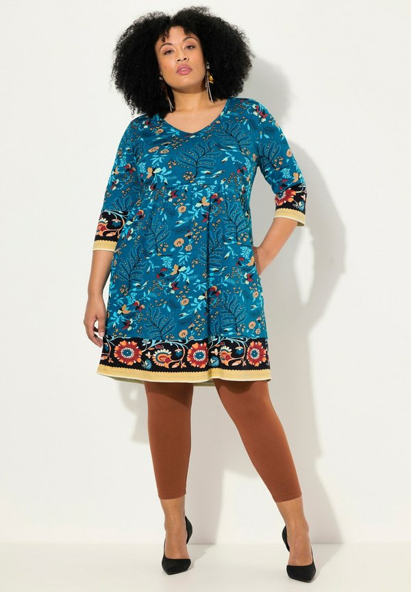 MIXED FLORAL PAISLEY 3/4 SLEEVE  - Jerseykleid - teal