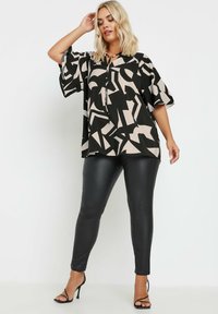 Yours Clothing TIE NECK SLEEVE - Pusero - black