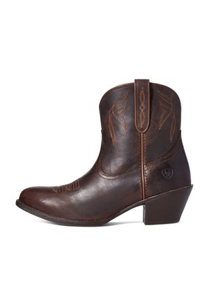 Cowboy/biker ankle boot - sassy brown