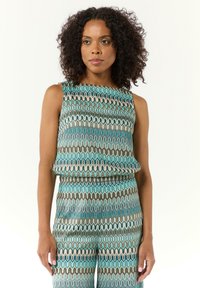 comma ÄRMELLOSES MIT ALL-OVER-MUSTER - Top - pastelltürkis