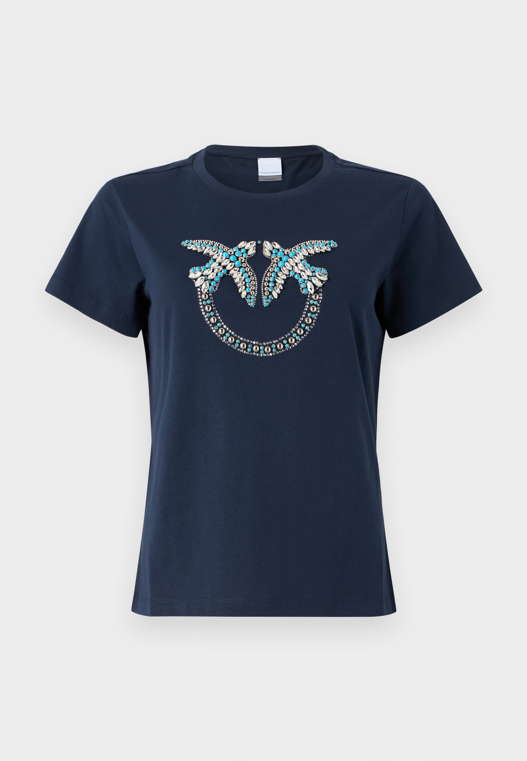 売れ筋商品|||ピンコ Tシャツ レディース トップス QUENTIN LOGO BIRDS RICAMATO - Print T-shirt - blu abisso Pinko QUENTIN LOGO BIRDS RICAMATO - Print T-shirt - blu