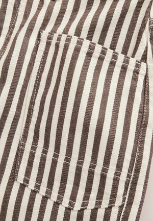 Next, PETITE FIT - DOUBLE POCKET BARREL JEANS - Relaxed fit jeans - brown cream stripe