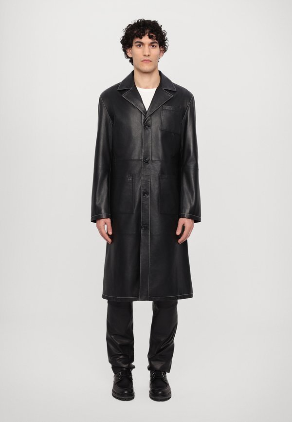 MARVIN CONTRAST STITCH LEATHER COAT - Classic coat