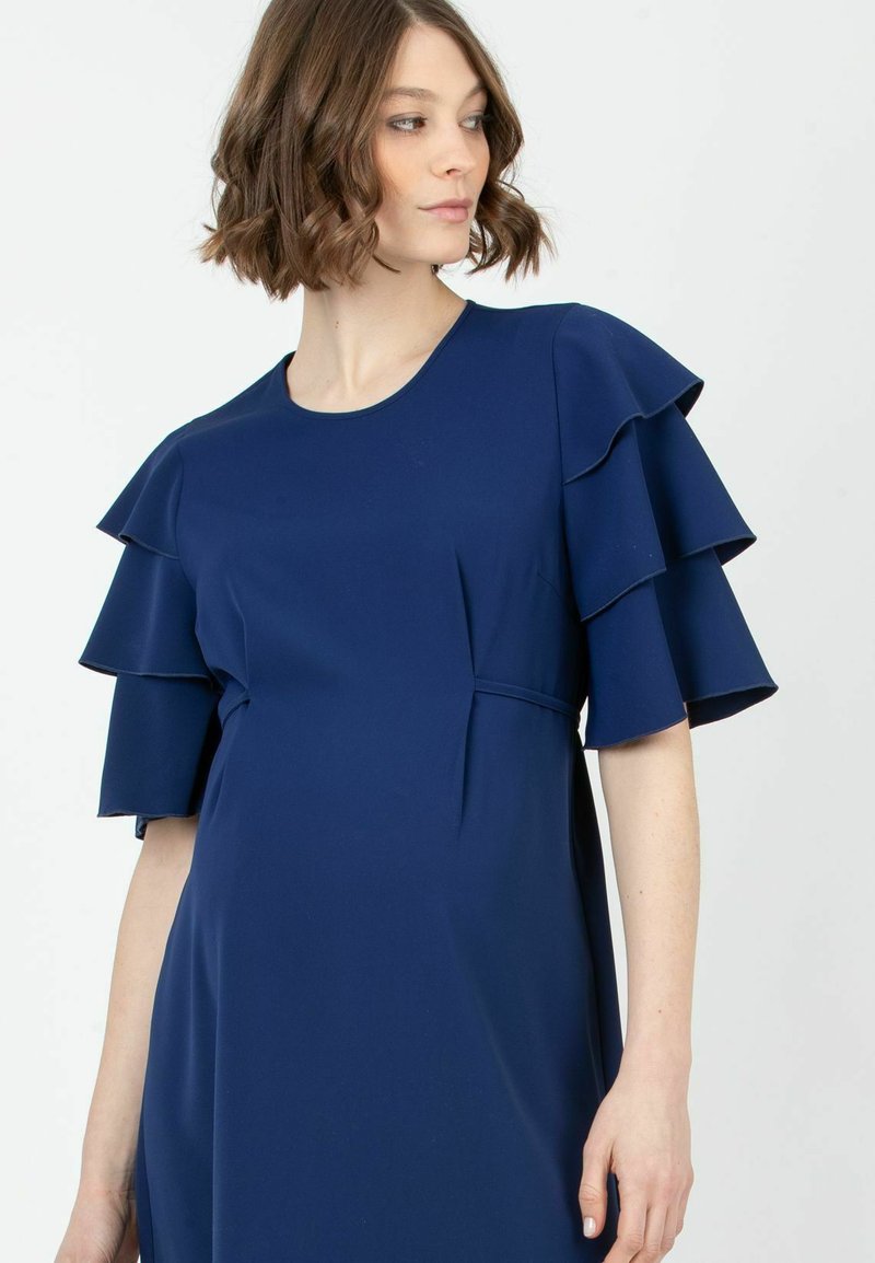 Attesa Maternity CARLOTTA - WITH VOULANT SLEEVES - Day dress - blue/royal  blue - Zalando
