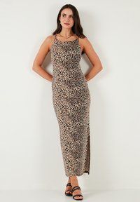 LELA SLIM FIT - Dolga obleka - leopard