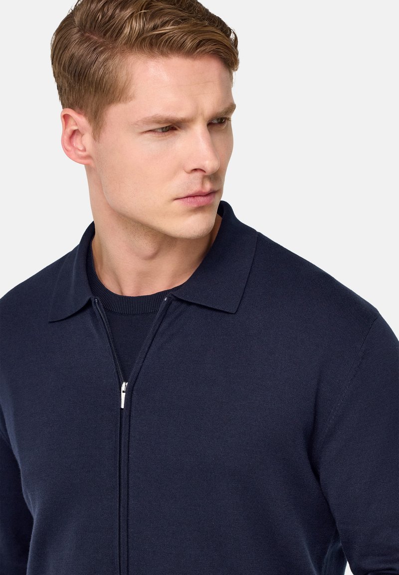 Boggi Milano FULL ZIP COLLAR Cardigan navy blue/blue Zalando