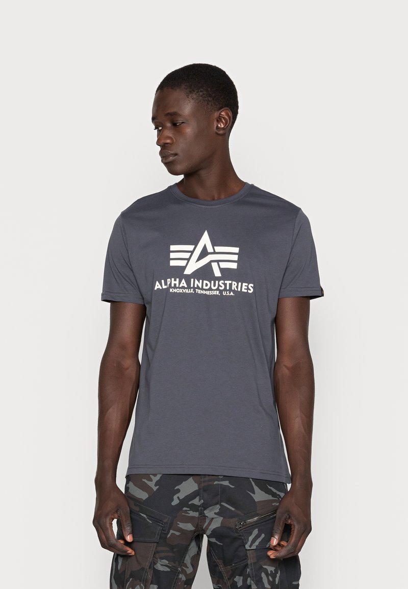 Herren T-Shirts basic | Alpha Industries BASIC 2 PACK T-Shirt print grey black/dark petrol/dunkelgrau - QN64695 Herren T-Shirts basic | Alpha Industries BASIC 2 PACK T-Shirt print grey black/dark petrol/dunkelgrau - QN64695