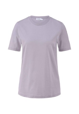 Lichtlavende T-shirt met korte mouwen en een ronde hals, gemaakt van gladde katoenstof. Heeft een nette afwerking en een losse pasvorm.