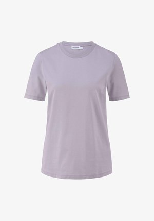 Lichtlavende T-shirt met korte mouwen en een ronde hals, gemaakt van gladde katoenstof. Heeft een nette afwerking en een losse pasvorm.