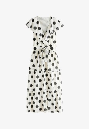 Next, TALL FIT - OCCASION RUFFLE V-NECK MIDI DRESS . - Maxikleid - ecru black polka dot
