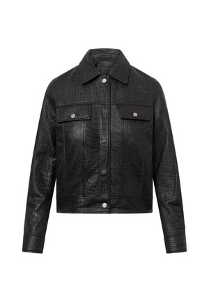 Bolongaro Trevor, BEKLEIDUNG DAKOTA TRUCKER - Veste en cuir - black animal emboss wss