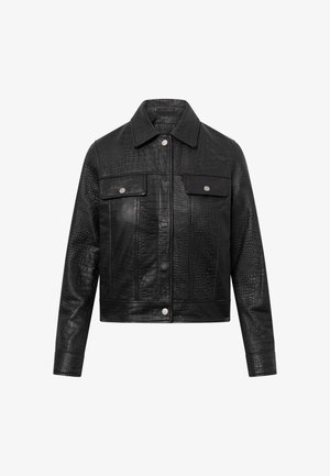 Bolongaro Trevor, BEKLEIDUNG DAKOTA TRUCKER - Veste en cuir - black animal emboss wss