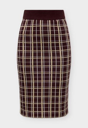GANT, CHECKED KNIT SKIRT - Pencil φούστα - darkened wine