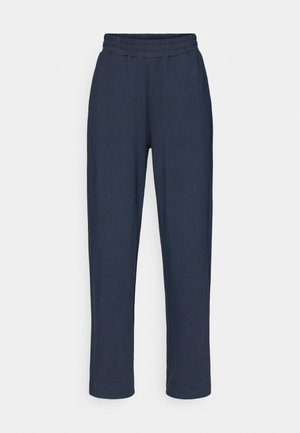 Navy blue, lightweight jogger pants with an elastic waistband and tapered legs. Made of soft fabric with no visible logos or patterns.
