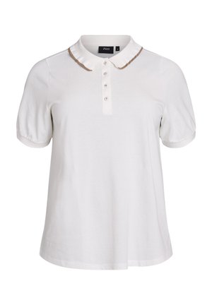 Zizzi MIT STRASSSTEINEN UND RÜSCHENDETAILS - Poloshirt - white alyssum comb
