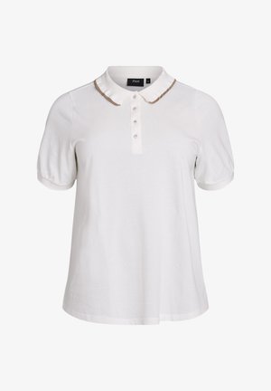 Zizzi MIT STRASSSTEINEN UND RÜSCHENDETAILS - Poloshirt - white alyssum comb