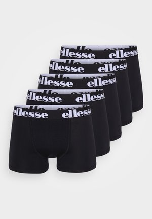 Sorte boxer briefs med en hvid elastisk talje med "ellesse"-logo, præsenteret i en pakke med fem. Glat, strækbart stof.
