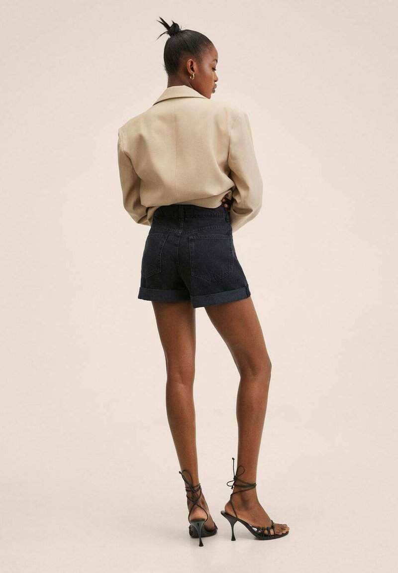 Damen Skinny | Mango MOM Jeans Shorts black denim - YW97057 Damen Skinny | Mango MOM Jeans Shorts black denim - YW97057
