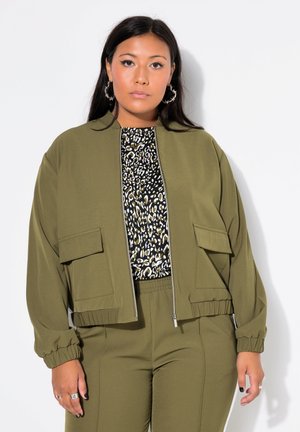 CROPPED WEITER LANGARM SEITENEINSATZ - Tunn jacka - dark olive