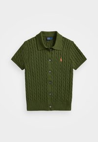 CABLE COTTON SHORT SLEEVE POLO CARDIGAN - Cardigan - supply olive