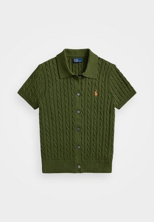 Polo Ralph Lauren CABLE COTTON SHORT SLEEVE POLO CARDIGAN - Strickjacke - supply olive