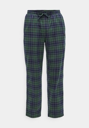 Pantaloni a quadri verde e blu scuro con vita elastica, laccio regolabile e tasca laterale. Realizzati in tessuto morbido con una vestibilità comoda.