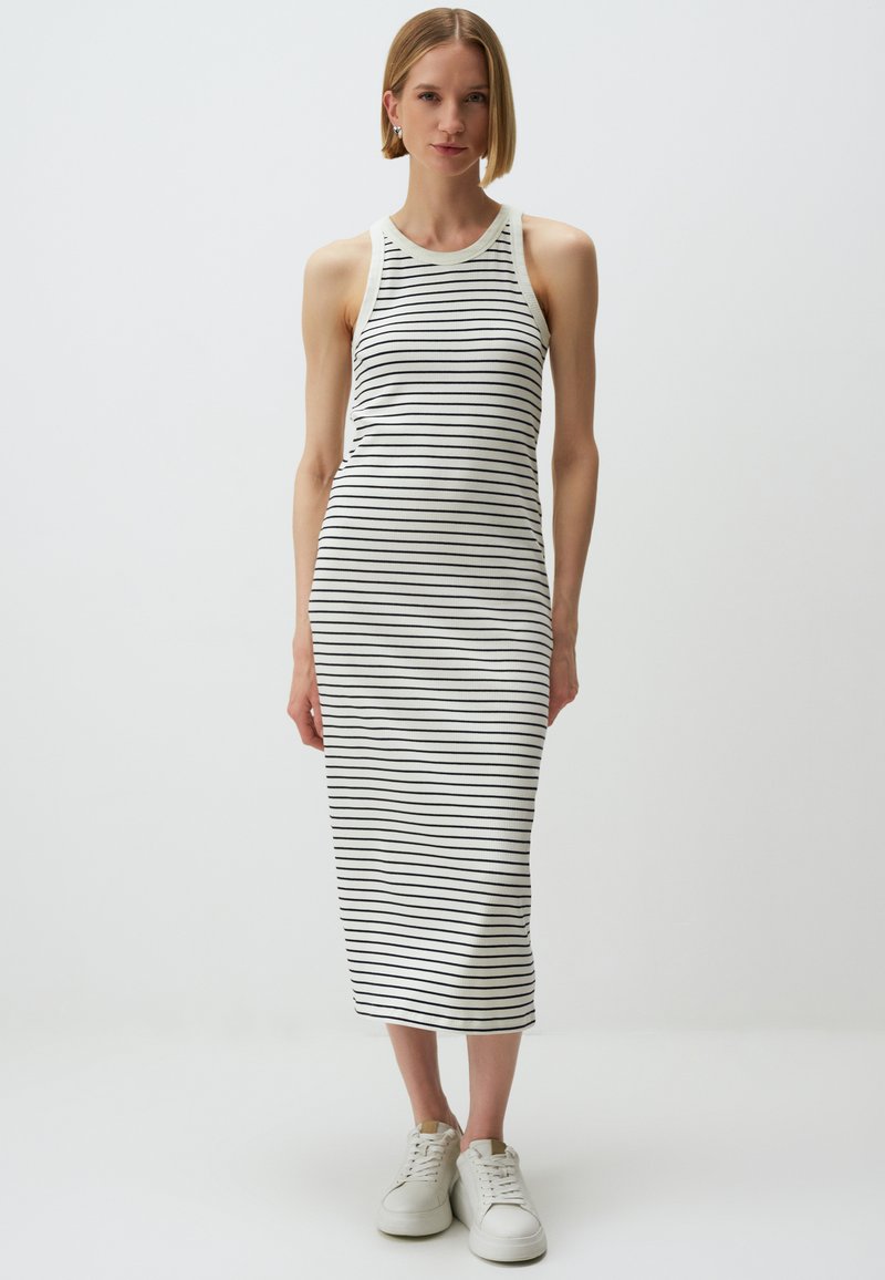 Jimmy Key SLEEVELESS ROUND NECK STRIPED MIDI - Robe pull - ecru