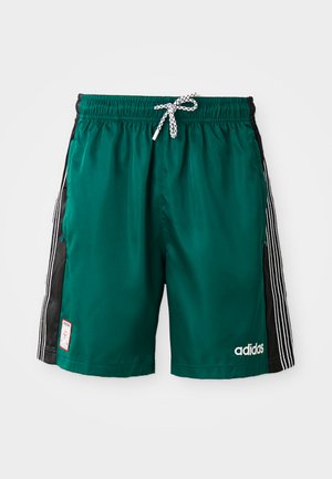 Roheline lühike püksid elastse vöökohtaga, valge ketsipael, mustad külgpaneelid ja kolm valget triipu. Omab logo plaastrit ääres.