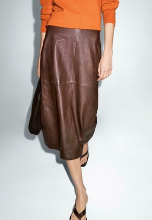 Jupe en cuir - dark brown